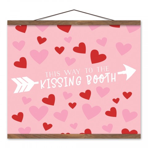 This Way to the Kissing Booth 16x20 Teak Hanging Canvas