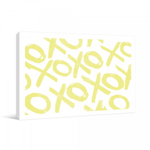 Distressed Yellow Tic Tac Toe 36x24 Gallery Wrapped Canvas