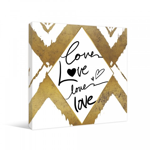 Love Times Four Gold Ikat Gallery Wrapped Canvas
