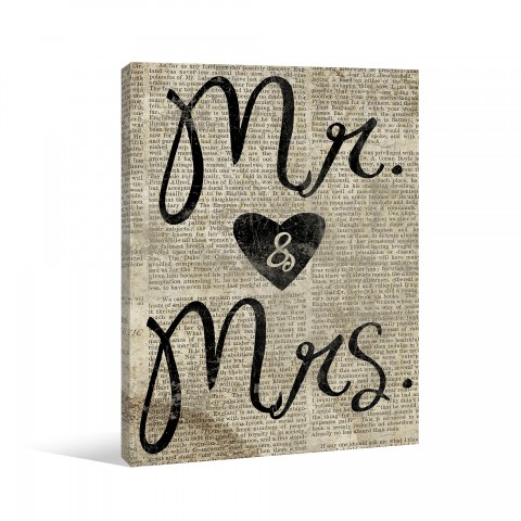 Mr And Mrs Newspaper Gallery Wrapped Canvas