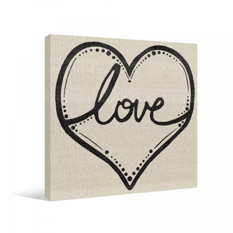 Love Script Heart Gallery Wrapped Canvas
