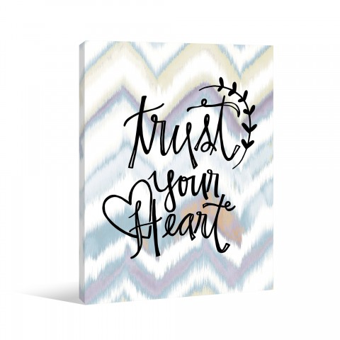 Trust Heart Lovely Pastel Chevron Gallery Wrapped Canvas