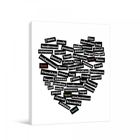 Love Stickers Words Of The Heart 11x14 Gallery Wrapped Canvas