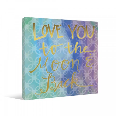 Love You Moon And Back Watercolor Gallery Wrapped Canvas