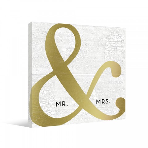 Golden Ampersand Mr And Mrs Gallery Wrapped Canvas