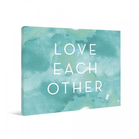 Sea Blue Watercolor Love Gallery Wrapped Canvas