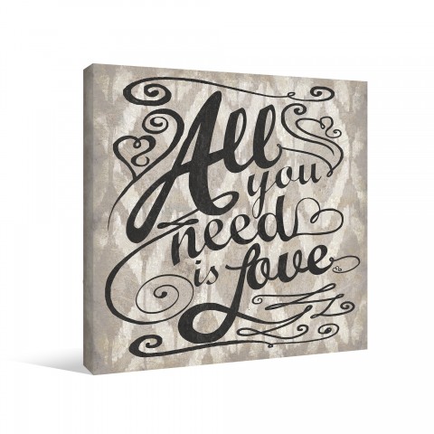 Grayscale All Need Love Ikat Gallery Wrapped Canvas