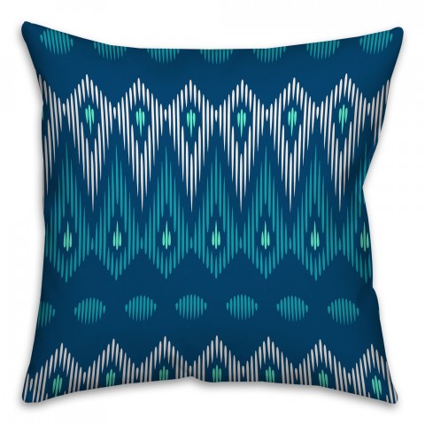 Blue and White Boho Tribal Throw Pillow