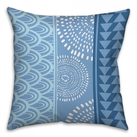Blue and White Boho Tribal Throw Pillow