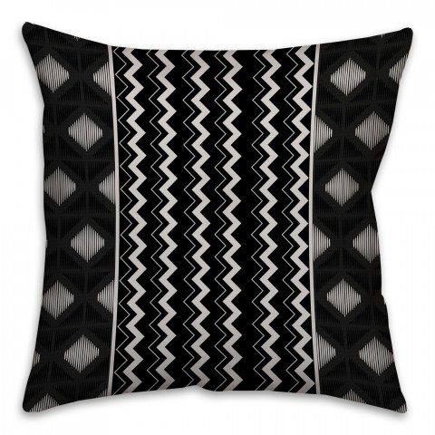 Black and White Chevron Boho Tribal Throw Pillow