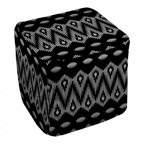 Black And White Boho Tribal 18x18x18 Ottoman