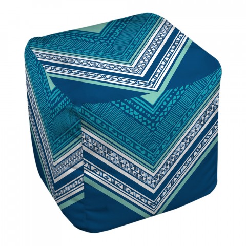 Blue And Mint Boho Tribal 18x18x18 Ottoman