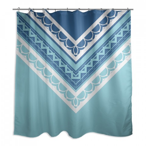 Bright Blue And Sea Tone Boho Tribal 71x74 Shower Curtain