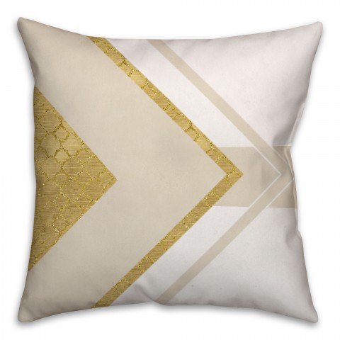 Gold and White Triangle Geometric Pattern Throw Pillow