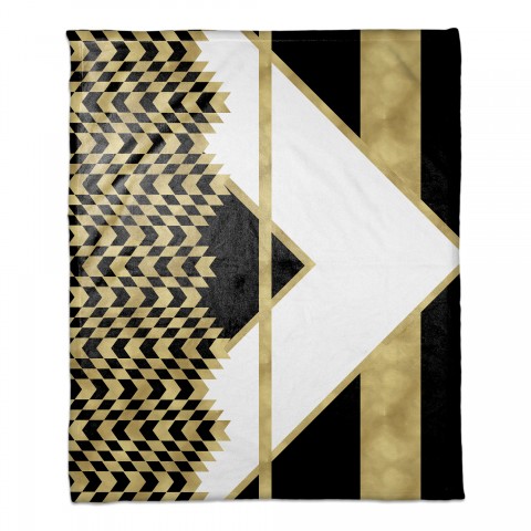 Alternating Chevron Composition Black white and Gold 50x60 Throw Blanket