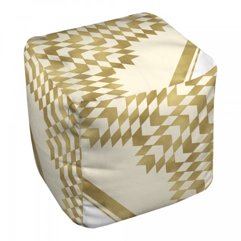Gold Chevron Alternated Gold And Ivory 18x18x18 Ottoman