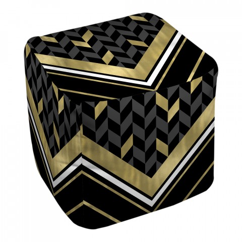 Alternating Golden Chevron 18x18x18 Ottoman
