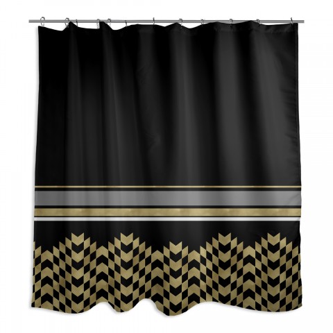 Black And Gold Chic Weighted 71x74 Shower Curtain