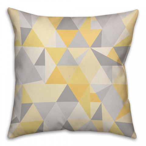 Yellow and Gray Triangle Pattern Throw Pillow