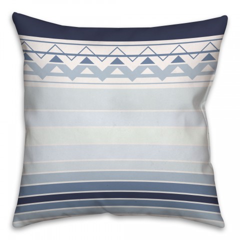 Navy and White Sea Level Gradient Chevron Design Throw Pillow