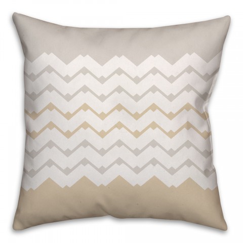 Cream and Gray Chevron Pattern Throw Pillow 