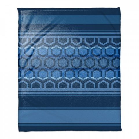 Navy Hexagonal Bands 50x60 Throw Blanket