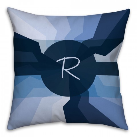 Spiral Navy 18x18 Monogram Spun Polyester Throw Pillow