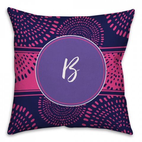 Purple and Pink Tribal Boho Custom 16x16 Monogram Spun Polyester Throw Pillow