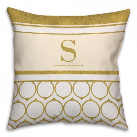 Golden Rings Custom 18x18 Monogram Spun Polyester Throw Pillow