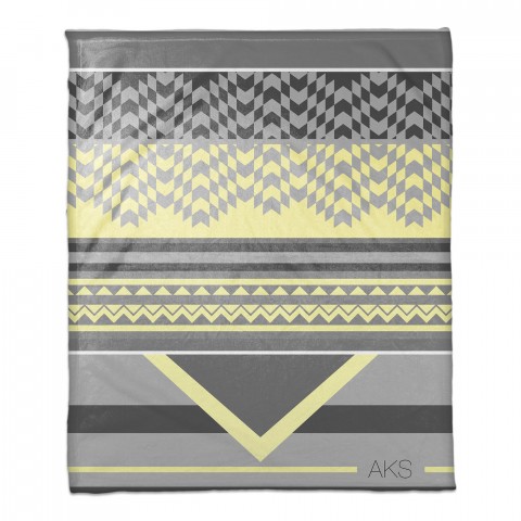 Mellow Yellow Checkered Gray 50x60 Personalized Throw Blanket