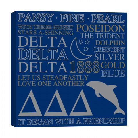 Delta Delta Delta 16x16 Canvas Wall Art