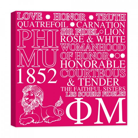 Phi Mu 16x16 Canvas Wall Art