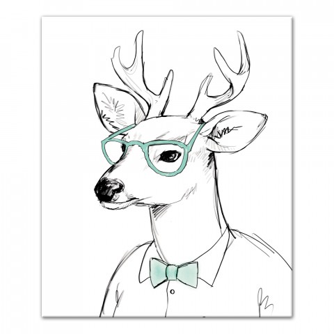 Cool Stag Wears Mint 20x24 Canvas Wall Art