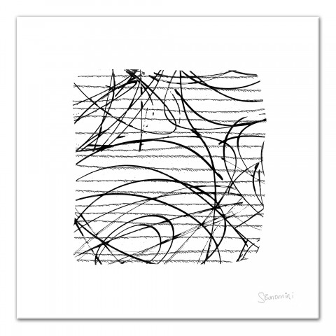 Linear Thoughts Abstract 24x24 Canvas Wall Art