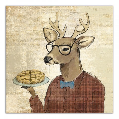Cool Stag with Waffles 20x20 Canvas Wall Art