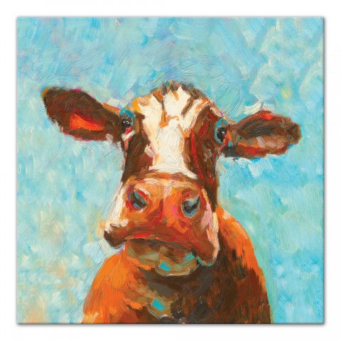Curious Cow 2 30x30 Canvas Wall Art 