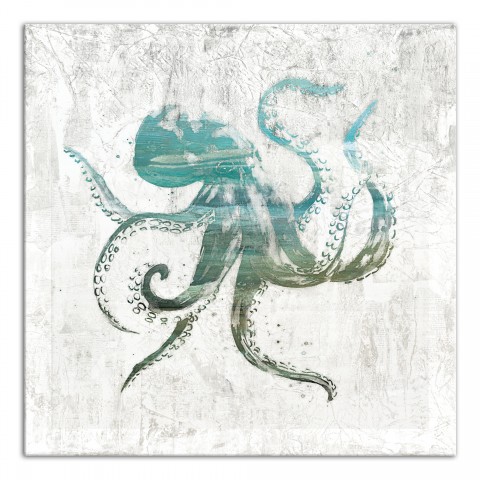 Turquoise Octopus 30x30 Canvas Wall Art