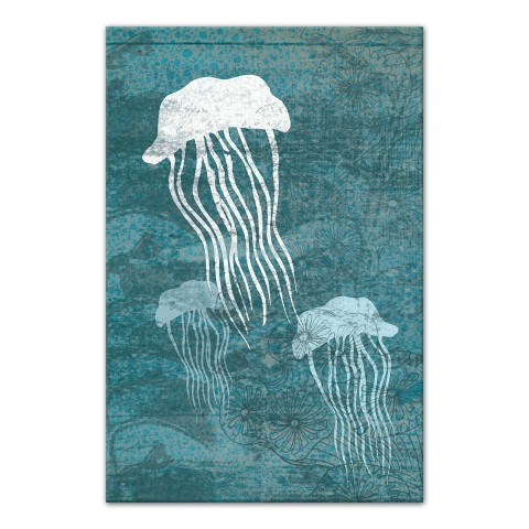 Teal Jellyfish 24x36 Canvas Wall Art 