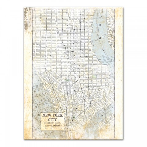 New York City Map 30x40 Canvas Wall Art 