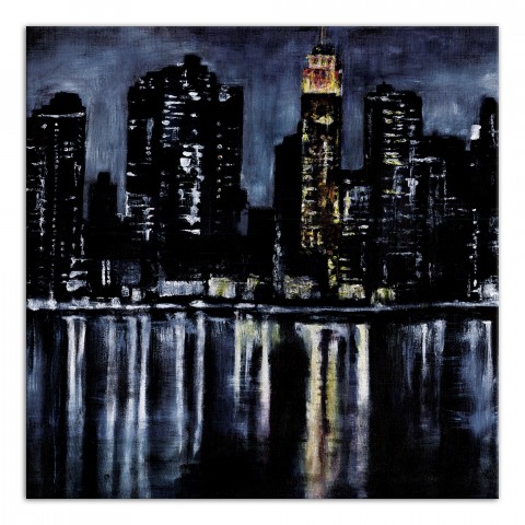 Skyline At Dark 36x36 Canvas Wall Art 
