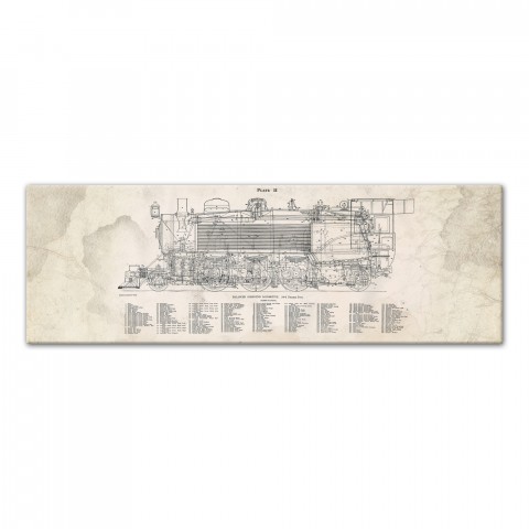 Locomotive Diagram 60x20 Canvas Wall Art