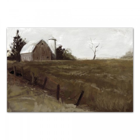 Brown Barn Field 30x20 Canvas Wall Art