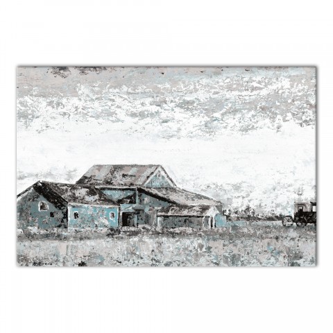 Gray Blue Farmhouse 30x20 Canvas Wall Art
