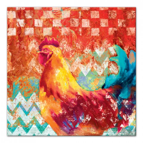 Chevron Rooster One 24x24 Canvas Wall Art