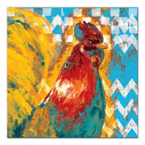 Chevron Rooster Two 24x24 Canvas Wall Art