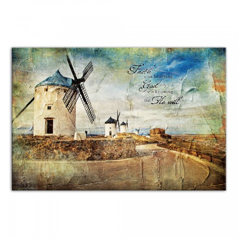 Faith Windmill 36x24 Canvas Wall Art
