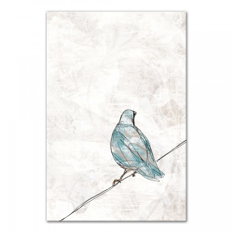 Blue Bird Sketch 16x24 Canvas Wall Art 