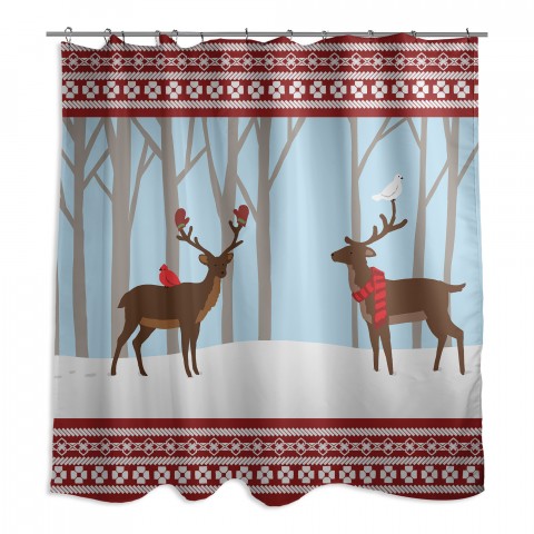 Winter Deer 71x74 Shower Curtain