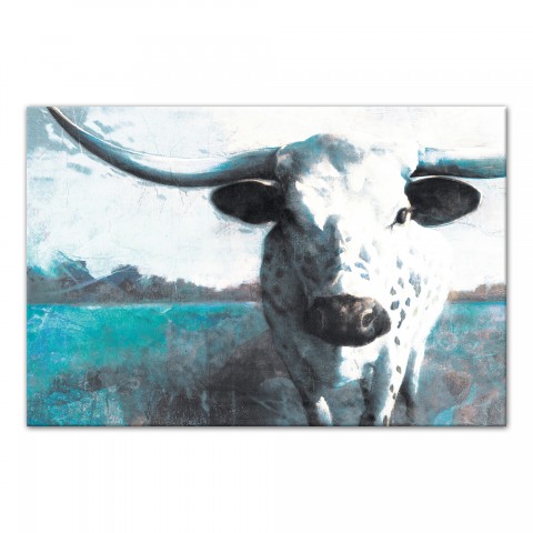 Teal Spotted Ox 48x32 Canvas Wall Art