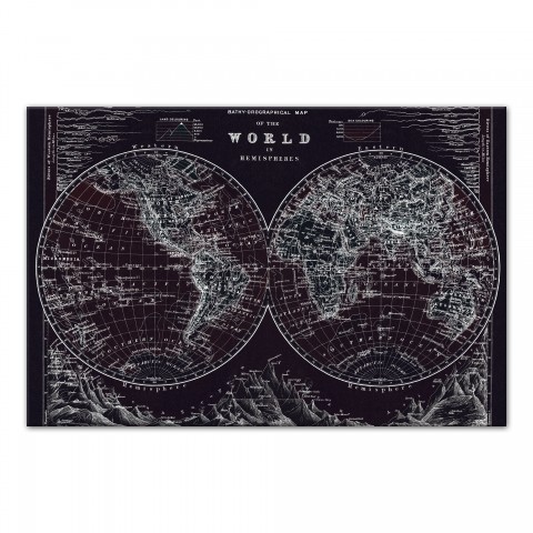 Blackprint Hemispheres 48x32 Canvas Wall Art